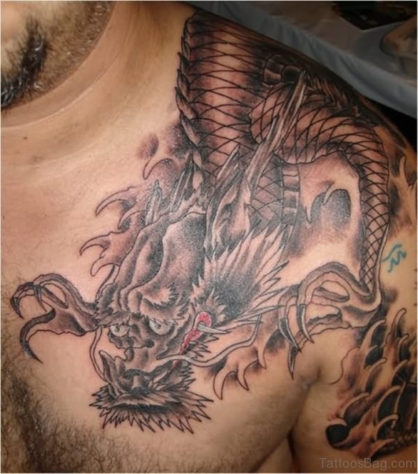 Nice  Dragon Chest Tattoo