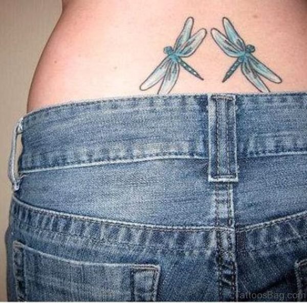 Nice Dragonfly Tattoo On Lower Back