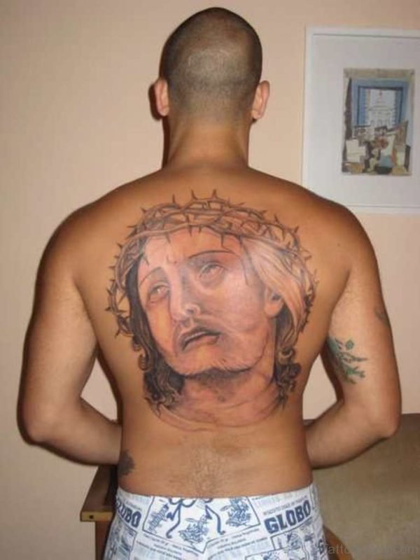 Nice Jesus Tattoo Design On Back