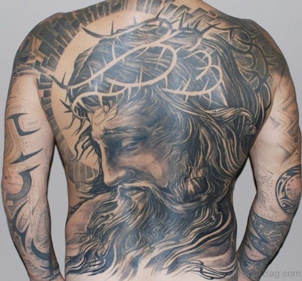 Nice Jesus Tattoo On Back
