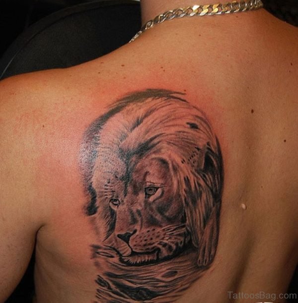 Nice Lion Tattoo Design On Back