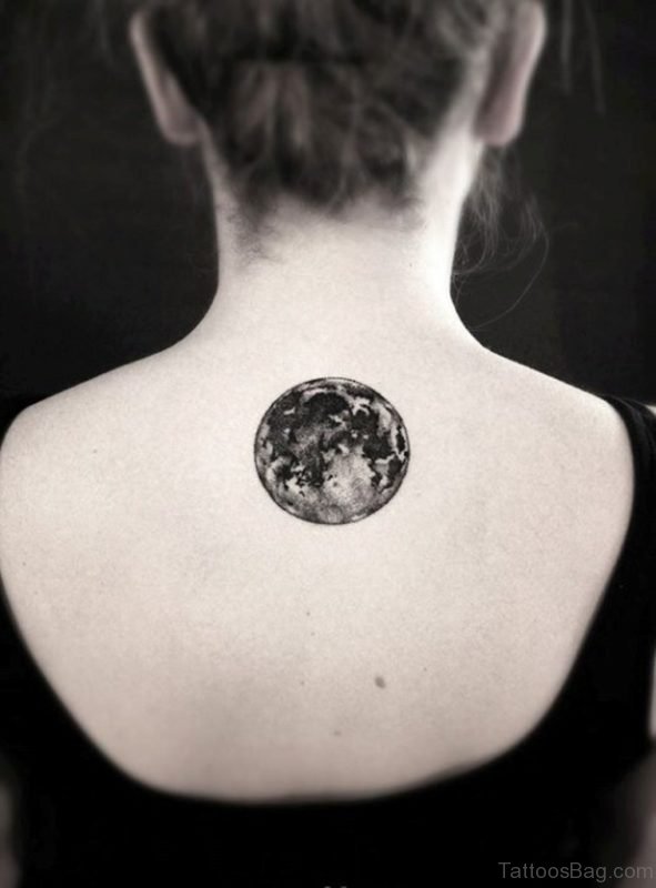 Nice Moon Tattoo On Back 
