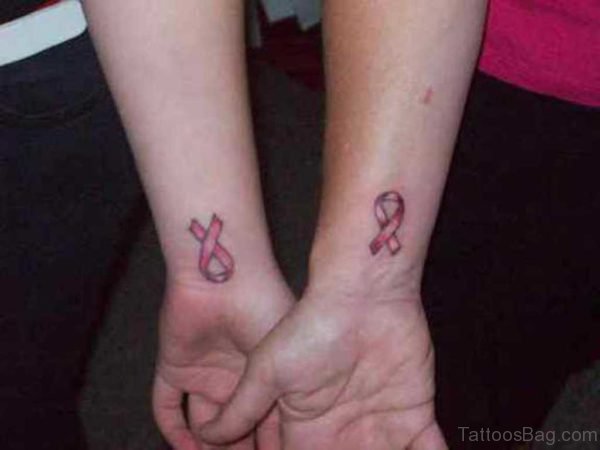 Nice Red Cancer Ribbon Tattoo