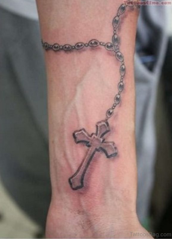 Nice Rosary Tattoo On Wrist