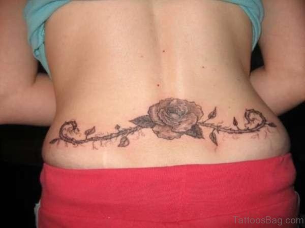Nice Rose Tattoo On Lower Back