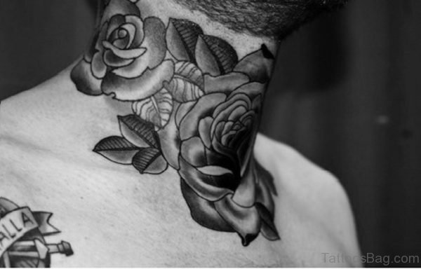 Nice Roses Tattoo On Neck