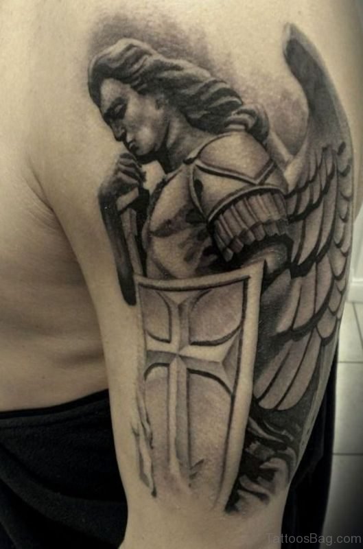 Nice Shoulder Tattoo Of Angel