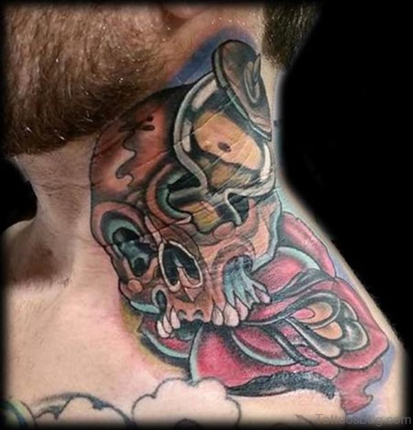 Nice Skull And Rose Tattoo