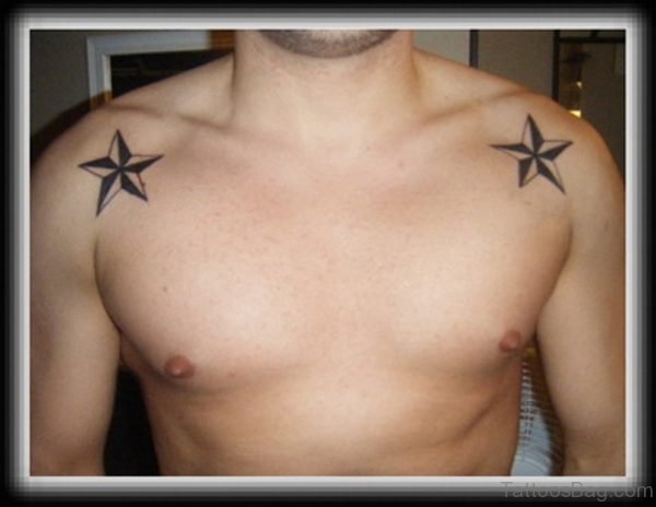 Nice Star Tattoo On Both Shoulder