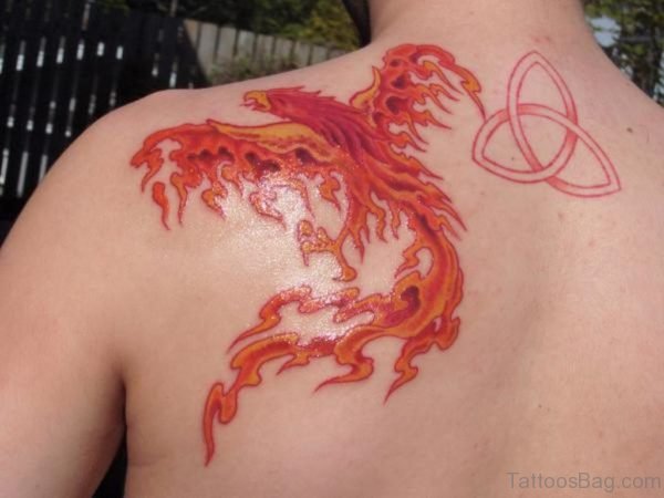 Orange Color Phoenix Tattoo