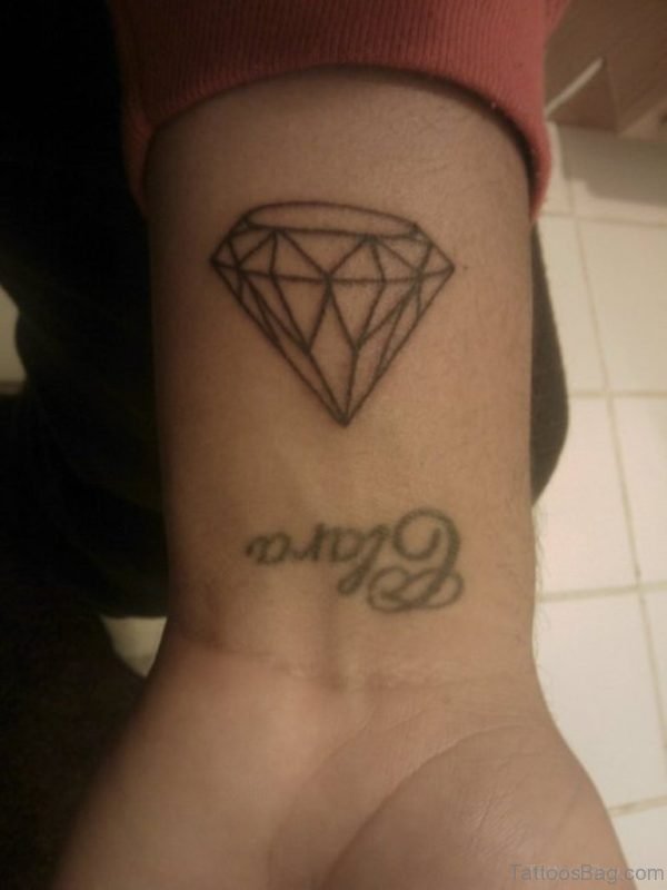 Outline Diamond Tattoo On Wrist