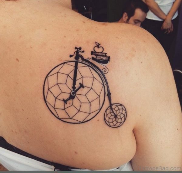 Outline Dreamcatcher Tattoo On Back