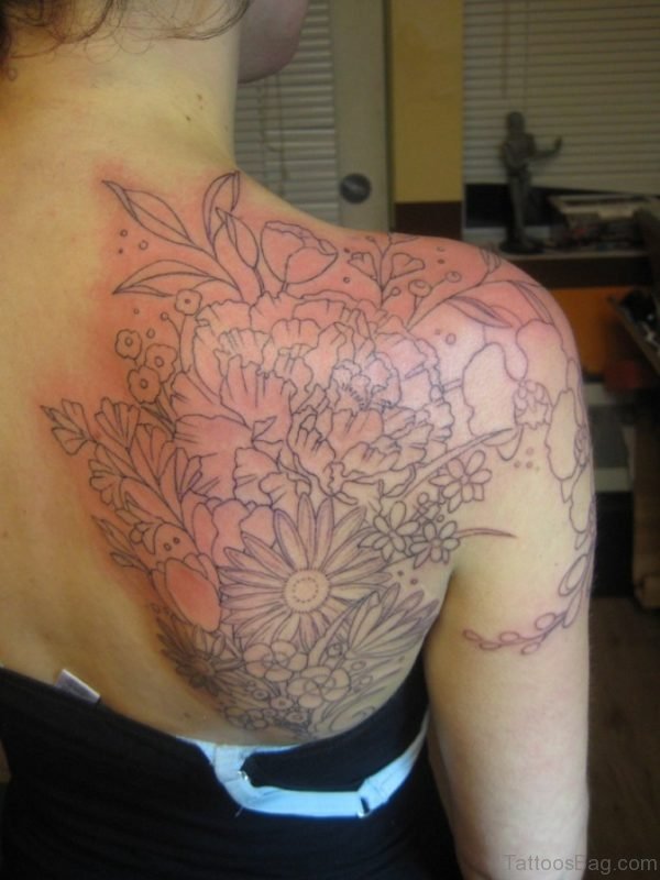 Outline Flower Tattoo 