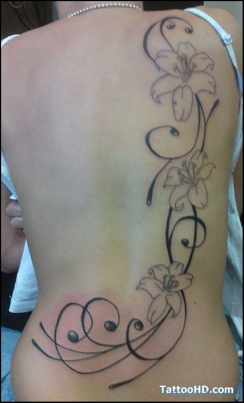 Outline Lily Flower Tattoo
