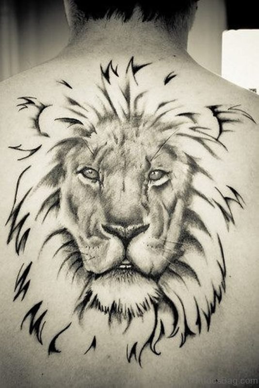 Outline Lion Tattoo On Back