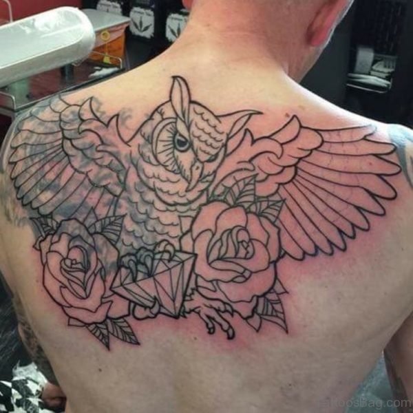 Outline Owl Tattoo  On Back