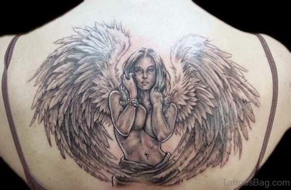 Outstanding Memorial Angel Tattoo On Back