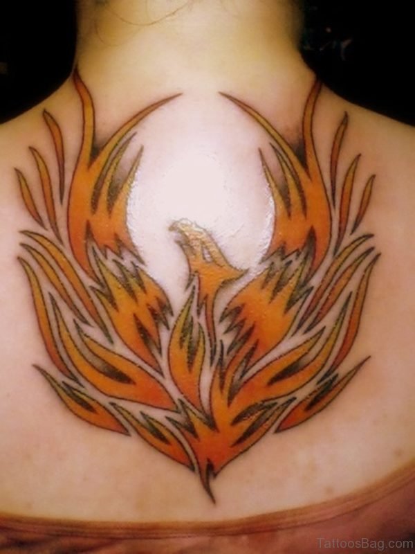 Outstanding Phoenix Tattoo Design On Back