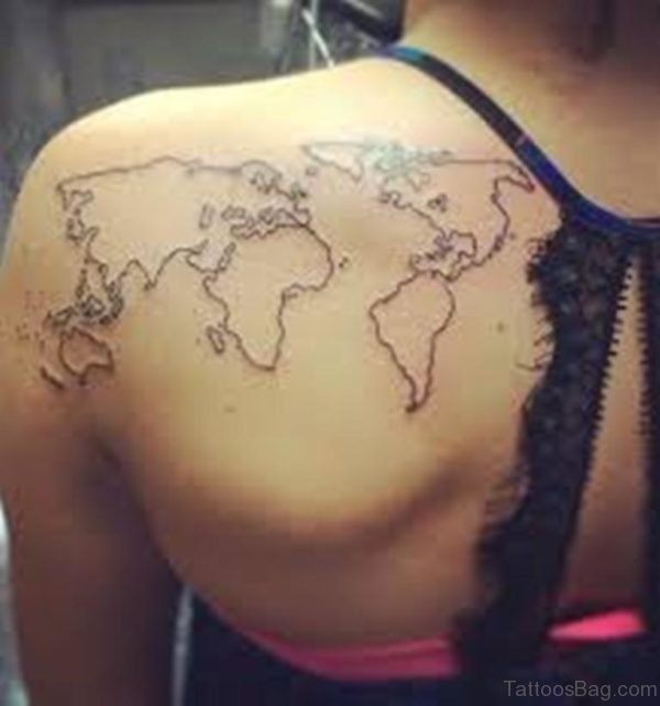 Outstanding World Map Tattoo Back