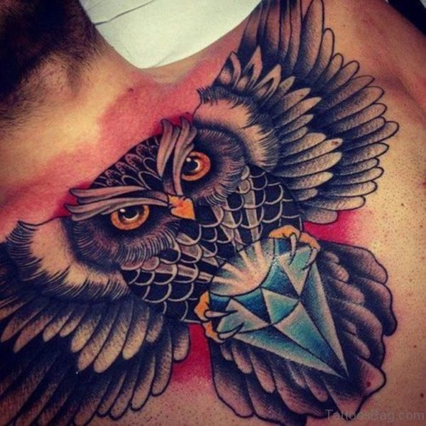 Owl And Diamond Tattoo