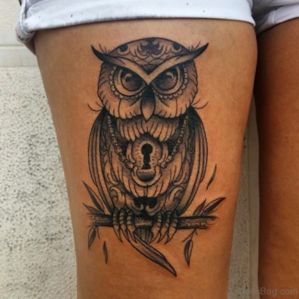 Owl And Lock Tattoo