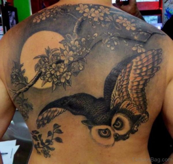 Owl And Moon Tattoo
