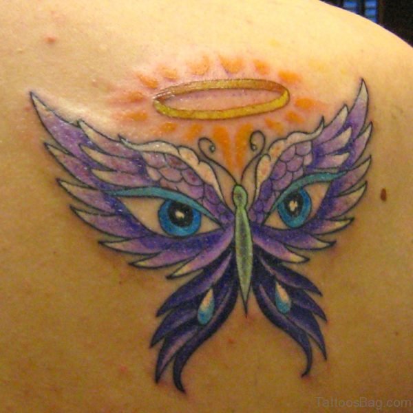 Owl Eyes And Butterfly Tattoo