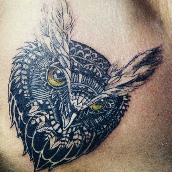 Owl Face Tattoo Design
