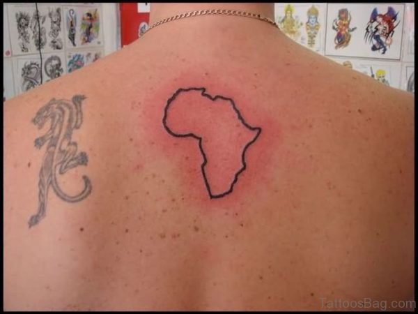 Panther And African Map Outline Tattoo