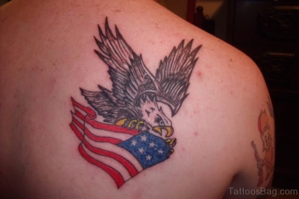 Patriotic And Eagle  Back Tattoo