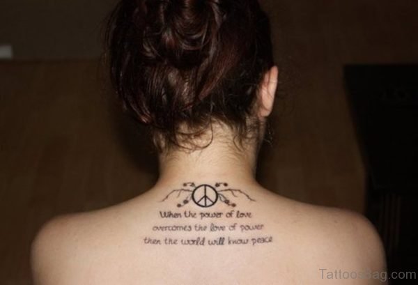 Peace Sign And Wording Tattoo