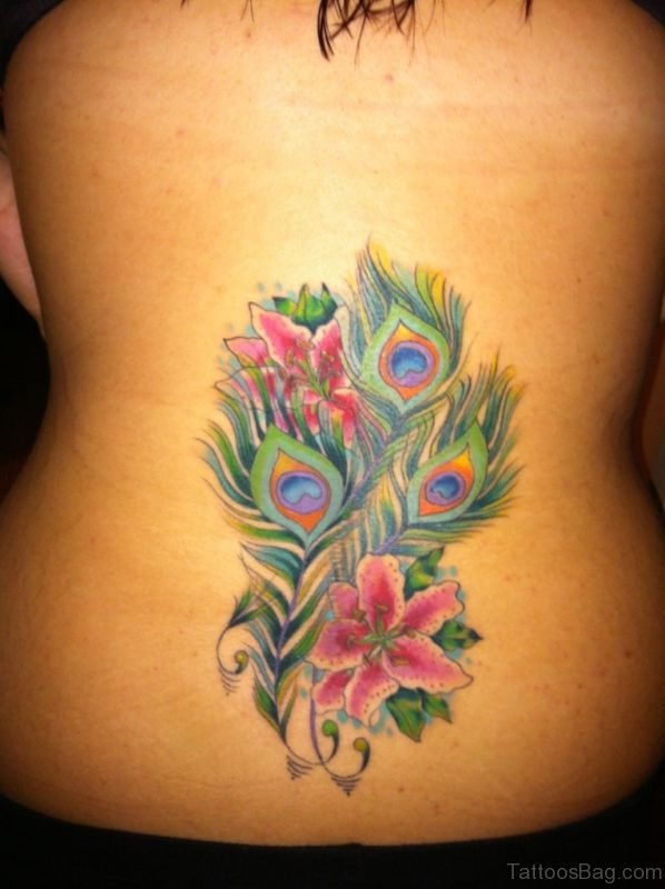Peacock Feather And Lily Tattoo-