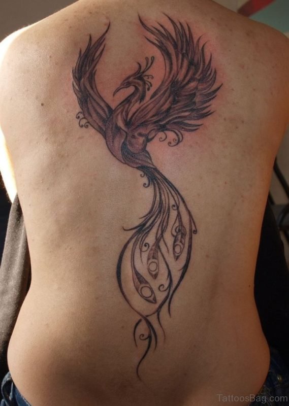 Phoenix Bird  Tattoo On Back