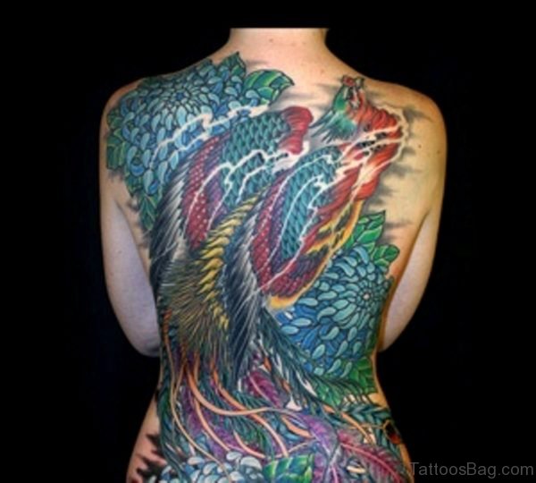 Phoenix Tattoo Design On Full Back 