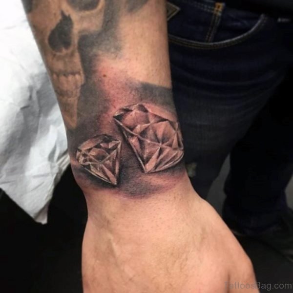 Polished Diamond Wrist Tattoo For Men