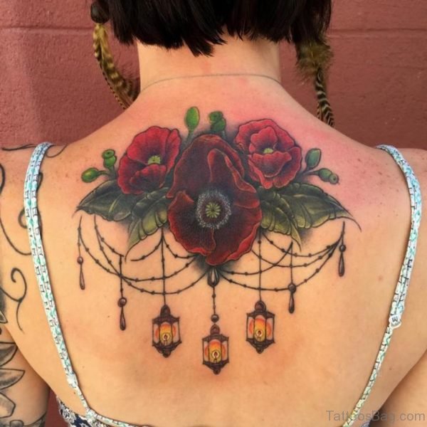 Poppies Tattoo On Upper Back