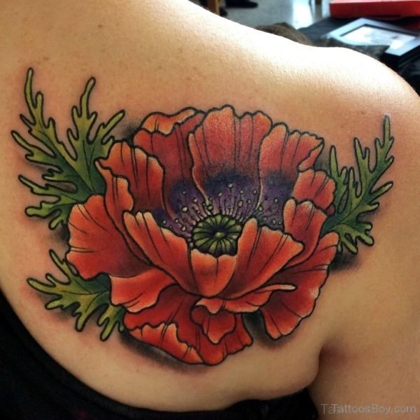 Poppy Flower Tattoo On Back