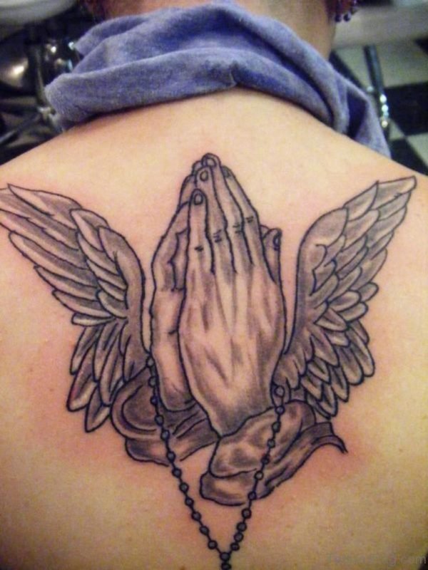 Praying Hands And Wings Tattoo