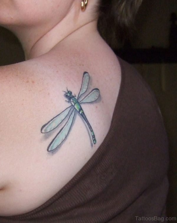 Pretty Dragonfly Tattoo On Back