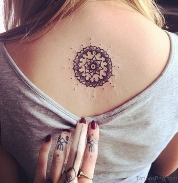 Pretty Mandala Tattoo On Upper Back