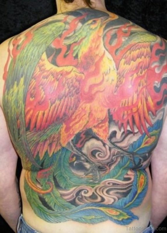 Pretty  Phoenix Tattoo On Full Back 