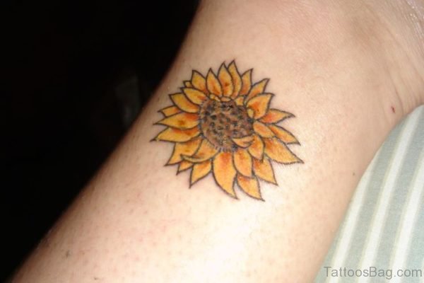 Pretty Sunflower Tattoo On Wrist