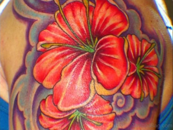 Pure Red Hibiscus Flower Tattoo