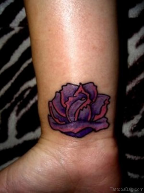 Purple Rose Tattoo On Wrist