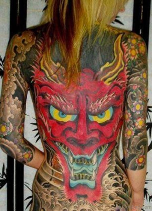 Red Devil Tattoo On Back