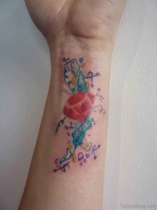 Red Diamond Abstract Tattoo On Wrist