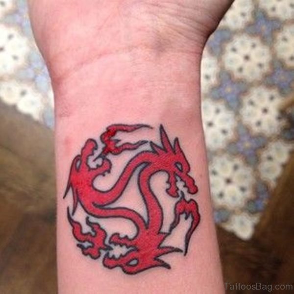 Red Dragon Tattoo On Wrist