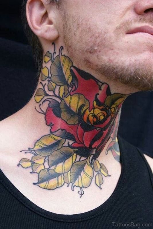 Red Flower Tattoo Fro Men