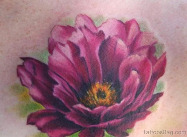 Red Flower Tattoo On Back