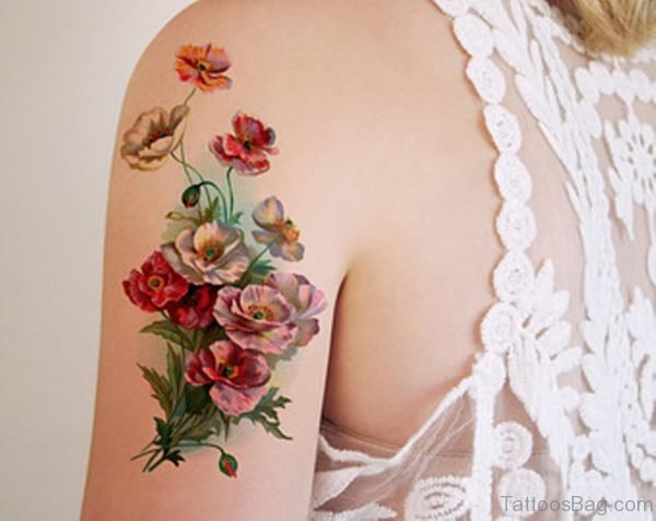 Red Flowers Vintage Tattoo